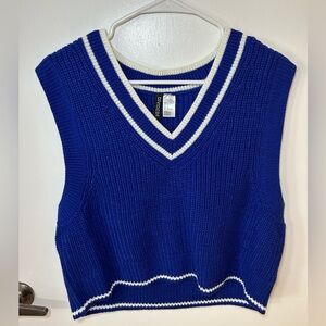 H&M Royal Blue Cropped Knit Vest | Size L
